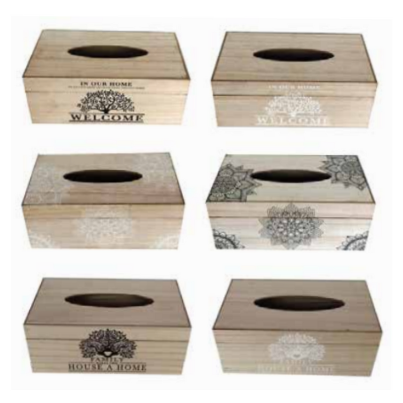 Ronis Tree of Life Wooden Tissue Boxes 24x13.5x10cm Ver2 Assorted