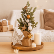 Artificial Tree with White Berries in Burlap Pot – 50cm rustic Christmas decoration