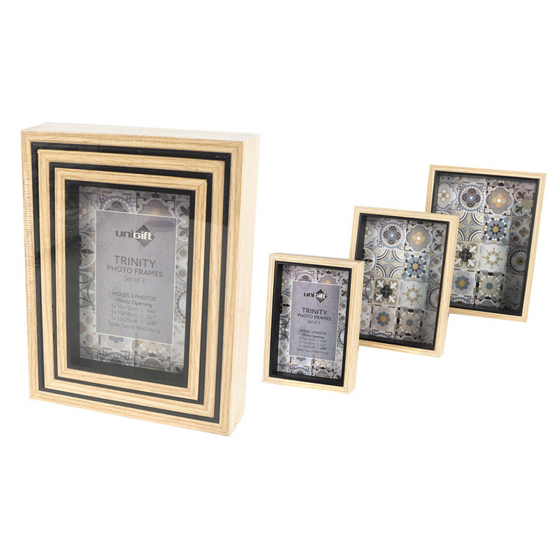 Ronis Trinity Frame MDF Black/Natural Set of 3