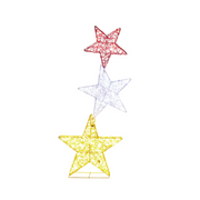 Triple stacked Christmas stars with warm white LED lights, 120cm tall display for indoor or outdoor festive decoration – thumbnail