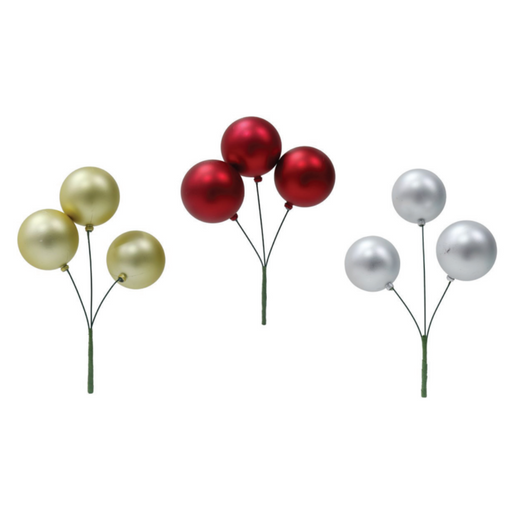 Ronis Triple Matte Bauble Pick 30cm Assorted