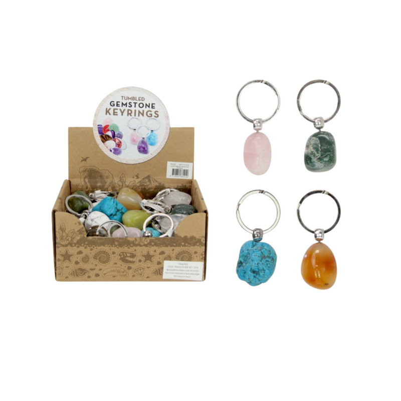 Ronis Tumbled Gemstone Keyring 3x4cm Assorted