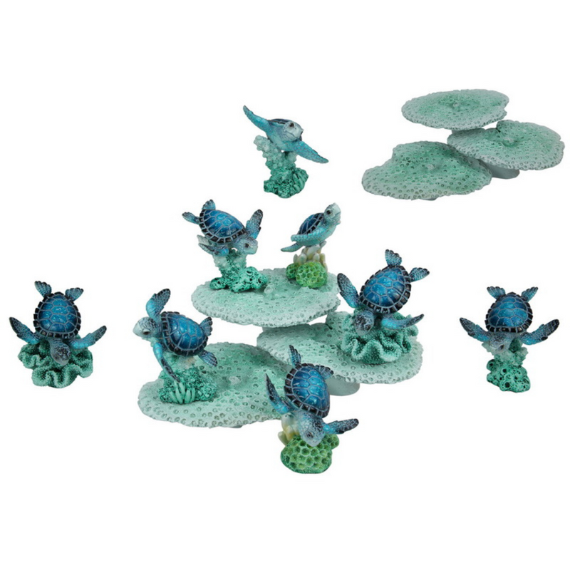 Ronis Turtle On Coral with Coral Base 8cm Assorted