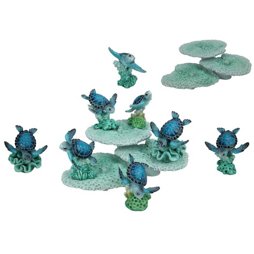 Ronis Turtle On Coral with Coral Base 8cm Assorted
