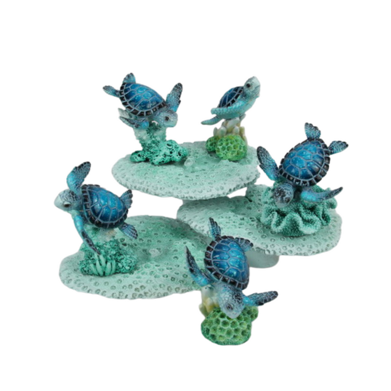 Ronis Turtle On Coral with Coral Base 8cm Assorted