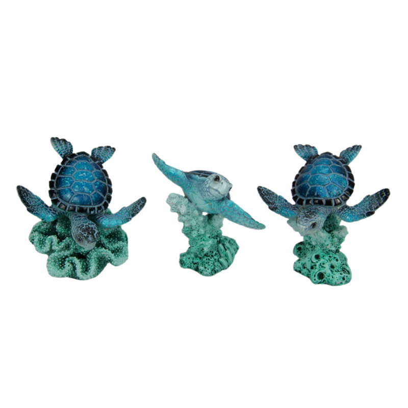 Ronis Turtle On Coral with Coral Base 8cm Assorted