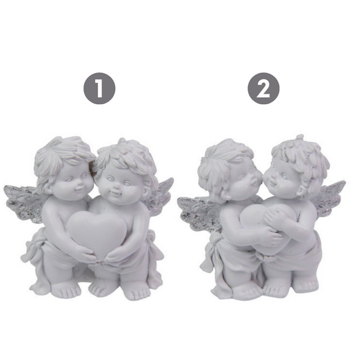 Ronis Twin Cherubs with Silver Wings 8cm 2 Asstd