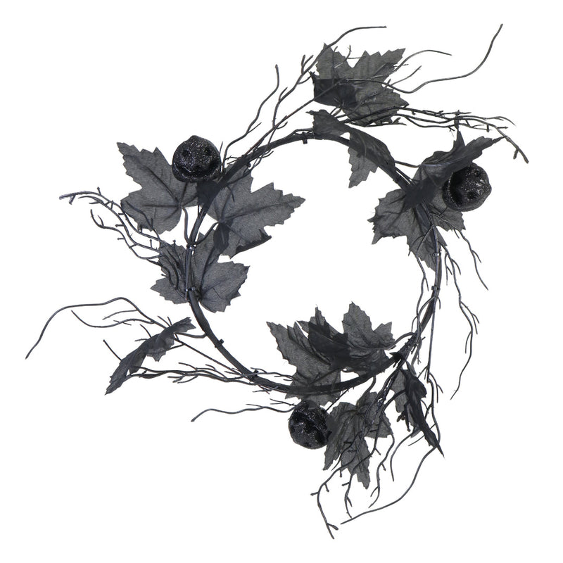 Glitter Skull Vine Halloween Wreath Assorted Halloween Flowers