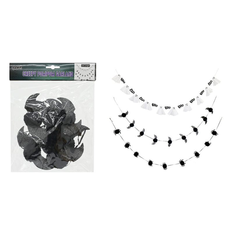 Halloween Creepy Pompom Garland 1.8m Halloween Decorations