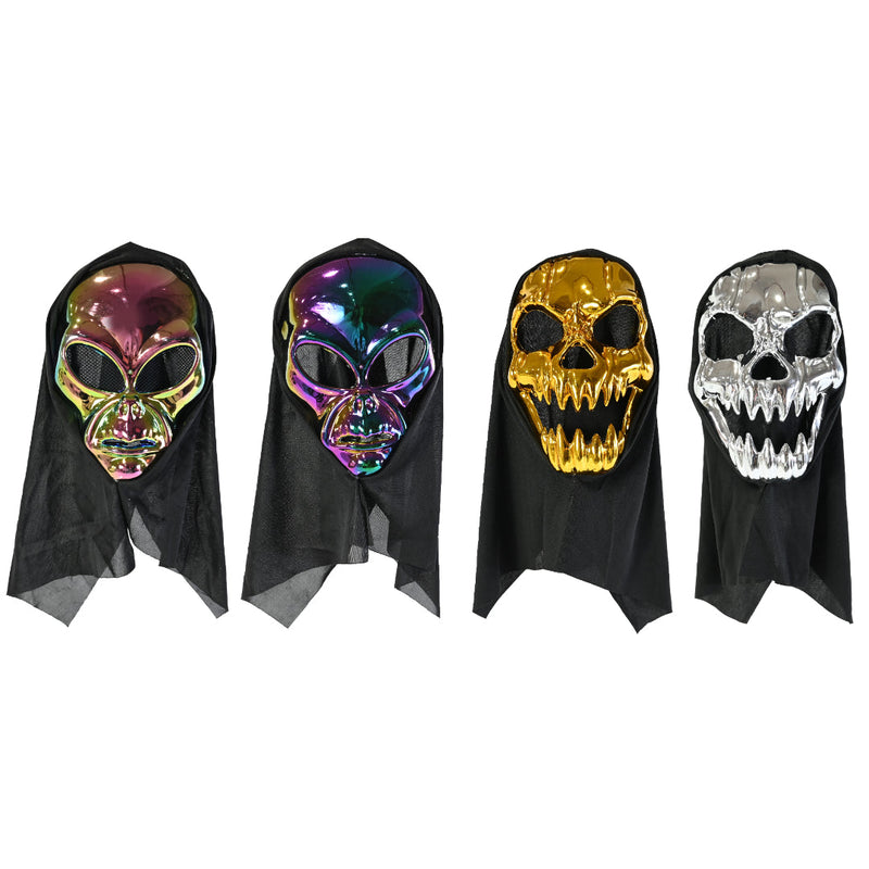 Metallic Hooded Mask Assorted Halloween Mask