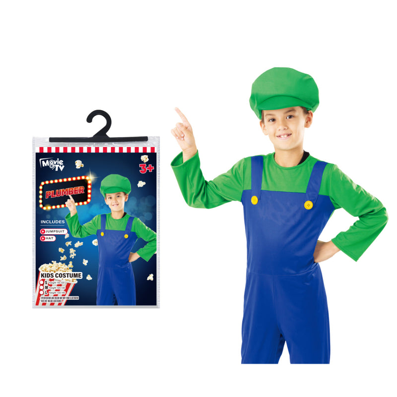 Green Plumber Overalls Kids Costume Halloween Costume Boys
