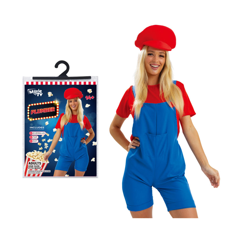 Red Plumber Woman Costume Adults Halloween Costume Lds