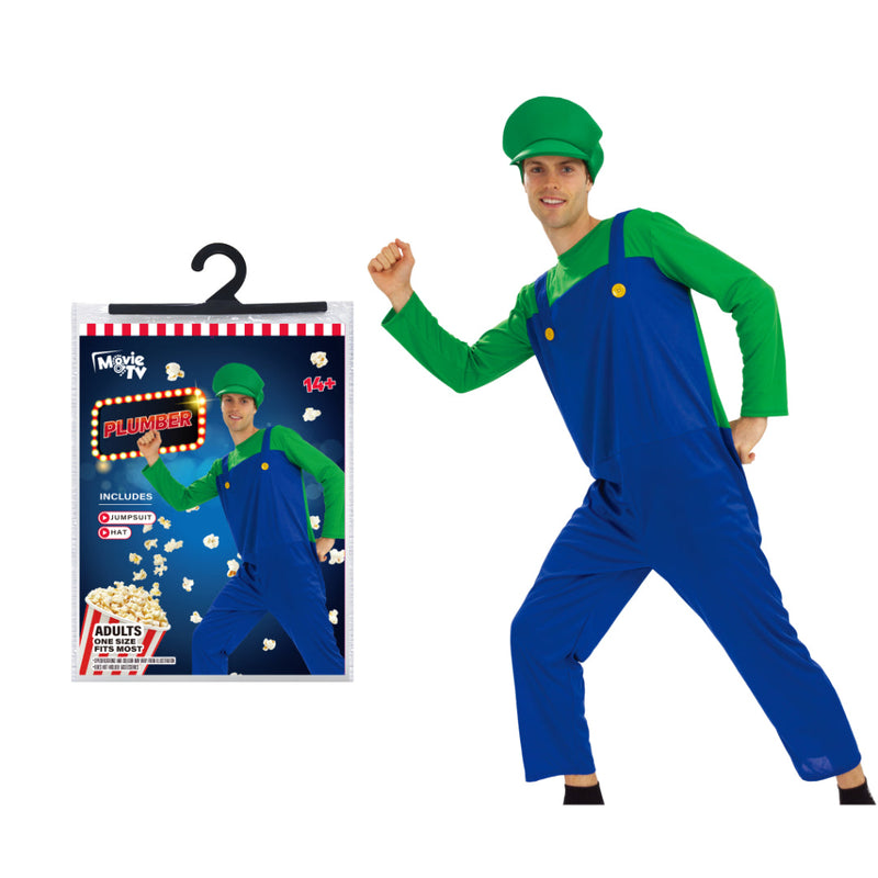 Green Plumber Overalls Adults Costume Halloween Costume Mens