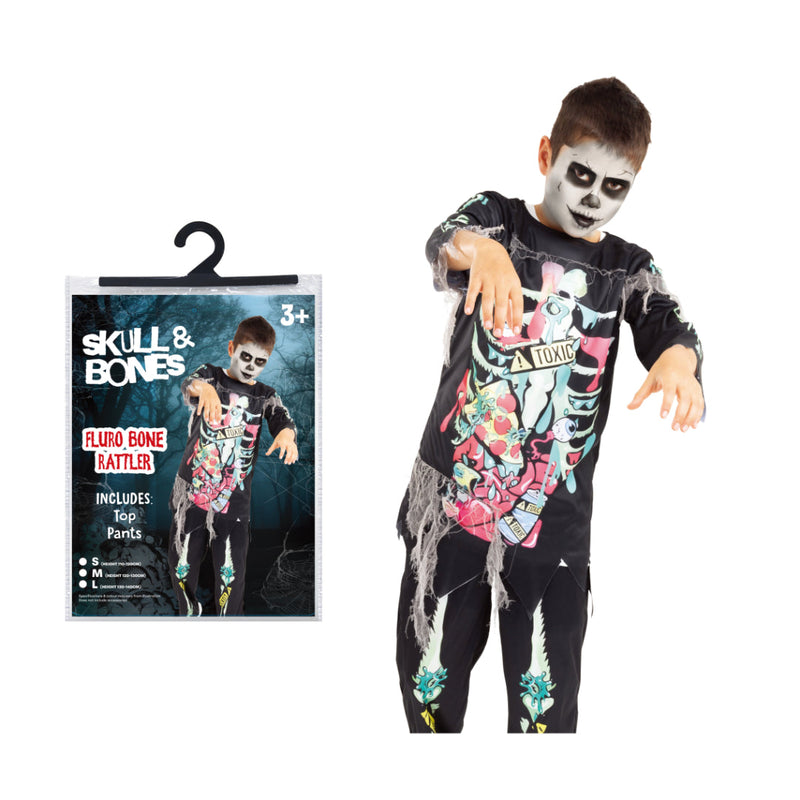 Fluro Bone Rattler Kids Costume Halloween Costume Boys