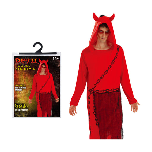 Hooded Red Devil Costume Adults Halloween Costume Mens