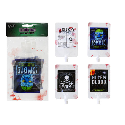Bloody Bags 250mL 4pk Assorted Halloween Tablewear