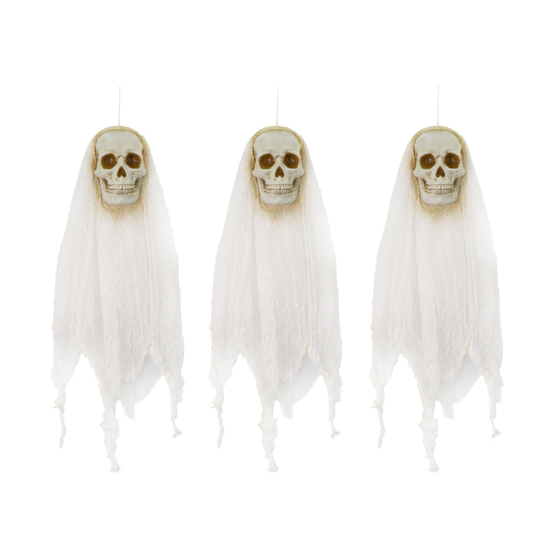 Hanging Ghost Skull 3pk 80cm Halloween Hanging Decoations