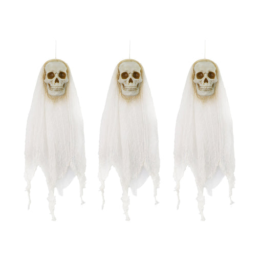 Hanging Ghost Skull 3pk 80cm Halloween Hanging Decoations