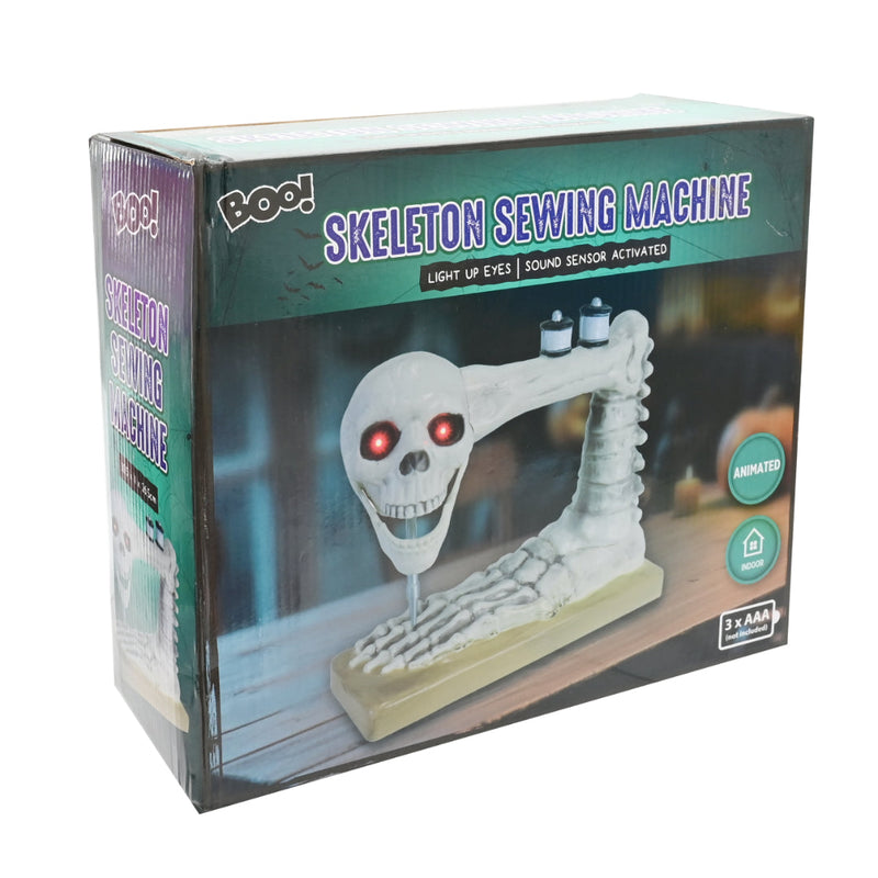 Skeleton Sewing Machine Battery Operated Halloween Animatronics