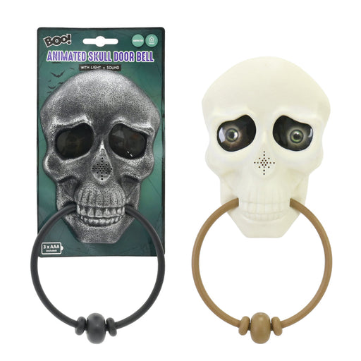 Animated Skull Door Bell Battery Operated 18.5cm Halloween Animatronics