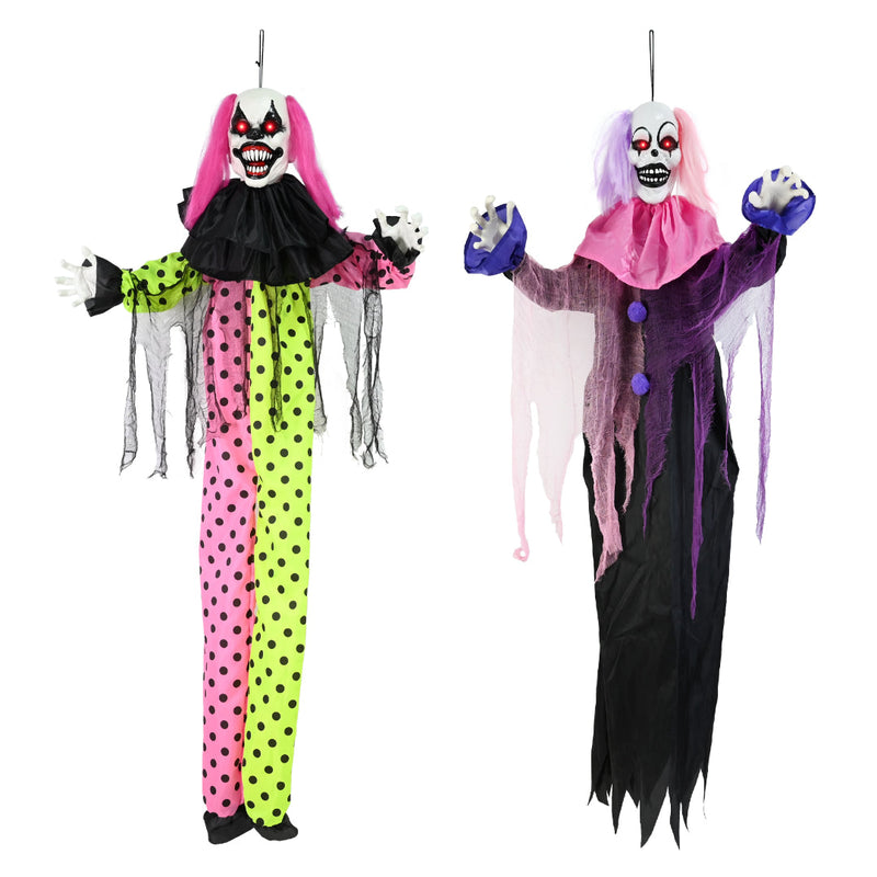 Animated Hanging Clown Battery Operated 1.7m Halloween Animatronics