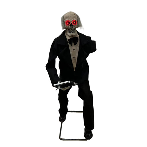Animated Waiter with Treat Plate Battery Operated 1.8m Halloween Animatronics Deluxe