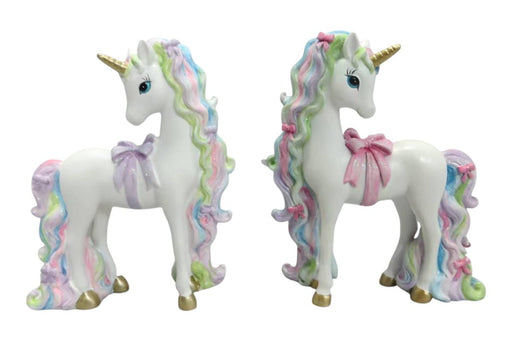 Assorted standing unicorn with long hair 12x14cm