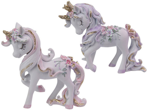 Glittery unicorn figurine with flowers