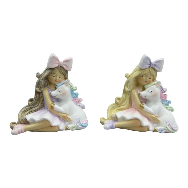 Assorted girl with unicorn figurine 9.5cm
