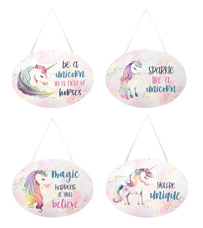 Assorted unicorn MDF hanging plaque 20x15cm
