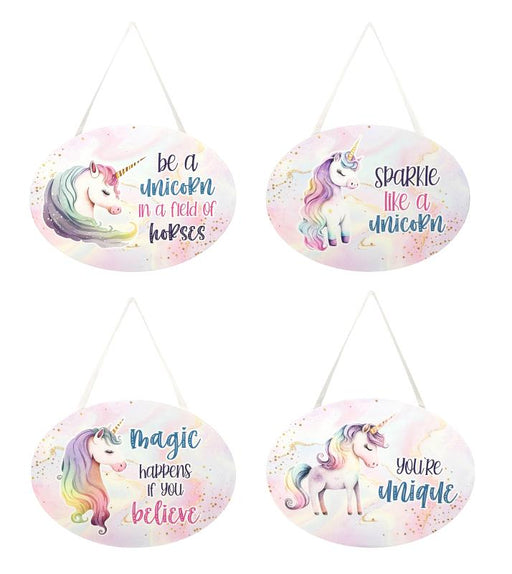 Assorted unicorn MDF hanging plaque 20x15cm