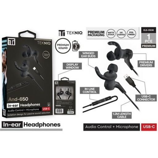 Ronis USB C ISO Earphone with Mic and Volume