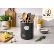 Black embossed line utensil crock for kitchen tool storage – thumbnail