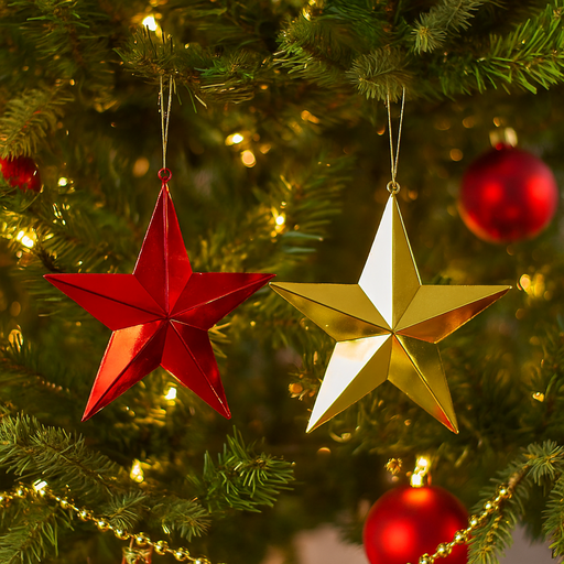 UV Resistant Hanging Star 40x40cm Assorted Christmas Decoration