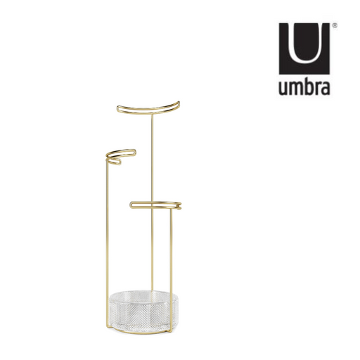 Ronis Umbra Tesora Jewellery Stand Glass 42x13x13cm Brass
