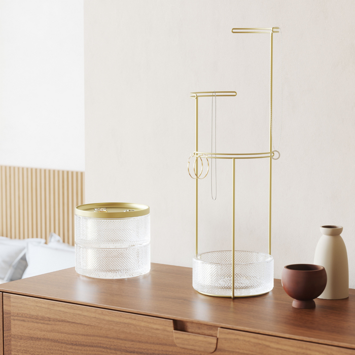 Umbra Tesora Jewellery Stand Glass 42x13x13cm Brass