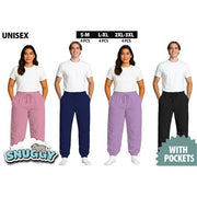 Unisex Snuggy Sherpa pants in assorted solid print designs, featuring ultra-soft fleece for warm, cosy comfort during colder days and nights. – thumbnail