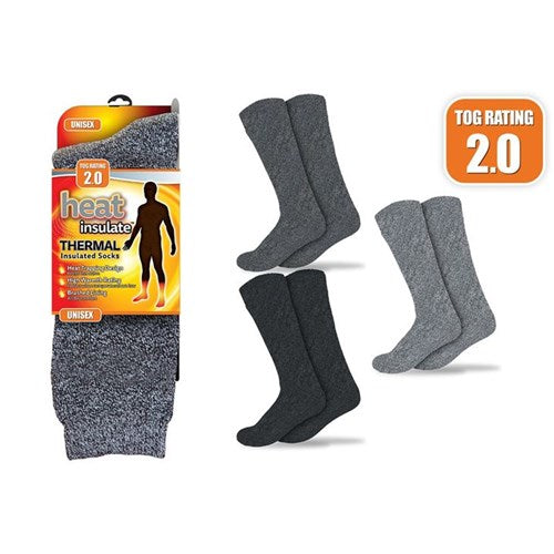 Unisex thermal socks in assorted colours, warm winter socks designed to keep feet cosy for everyday wear