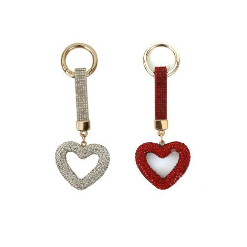 Diamante heart Valentine keyring assorted