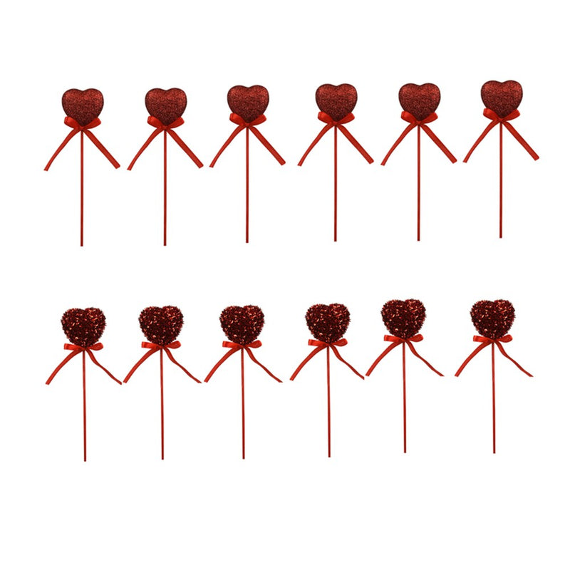Pack of 6 heart shaped picks on sticks