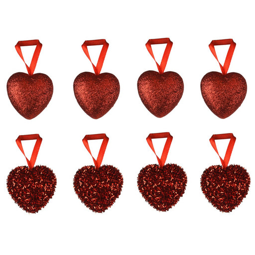 Pack of 4 decorative hearts 5.5cm