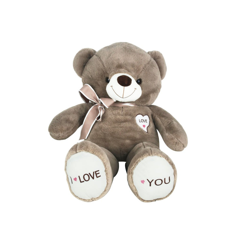 Large 75cm mocha teddy bear with pink bow