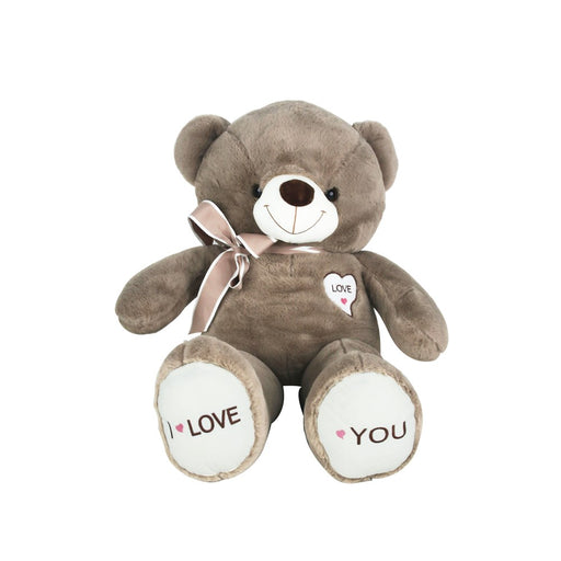 Large 75cm mocha teddy bear with pink bow