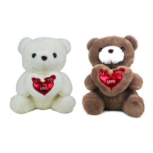 30cm plush teddy bear in white and mocha assorted