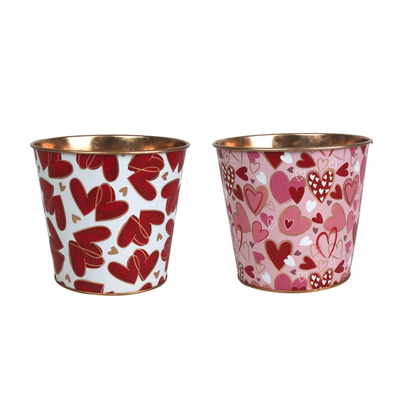 Small metal planter with valentine designs 13.5cm