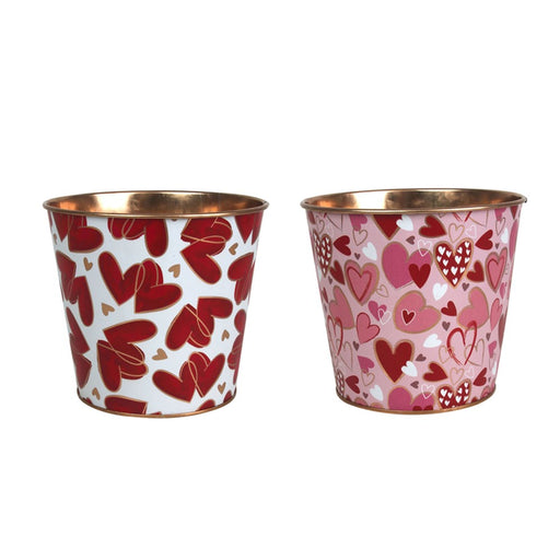 Small metal planter with valentine designs 13.5cm