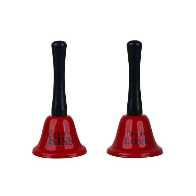 Red hand bell with Ring for Love or Kiss text