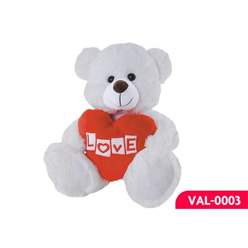 30cm white plush bear holding a red heart
