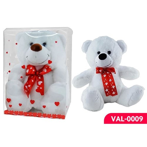 21cm white plush bear in clear gift box