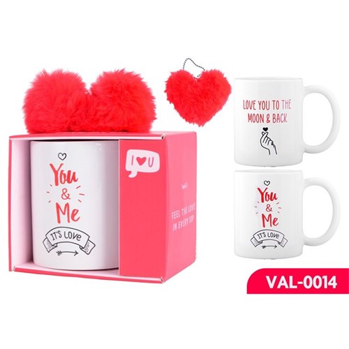 Coffee mug gift set with small plush heart